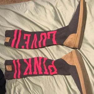 Pink knee high slippers